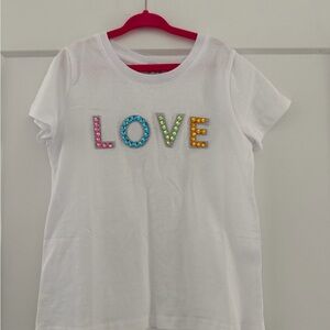 Lola + The Boys White Tee with Multicolor LOVE Design